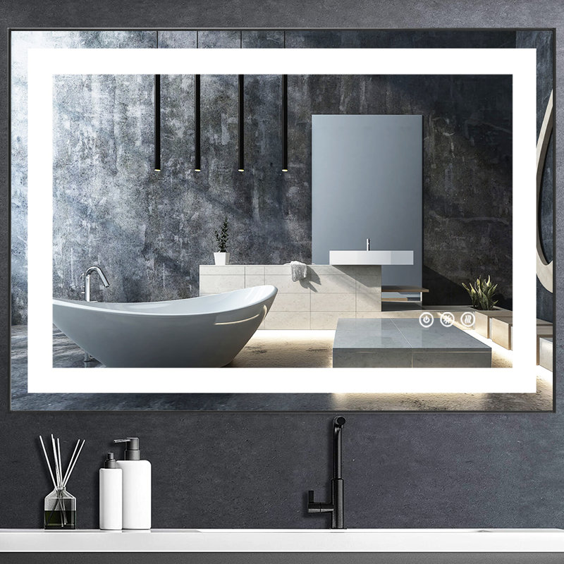 FB Eleen Rectangular Frame Modern High Lumen Vintage LED Light AntiFog Bathroom Mirror